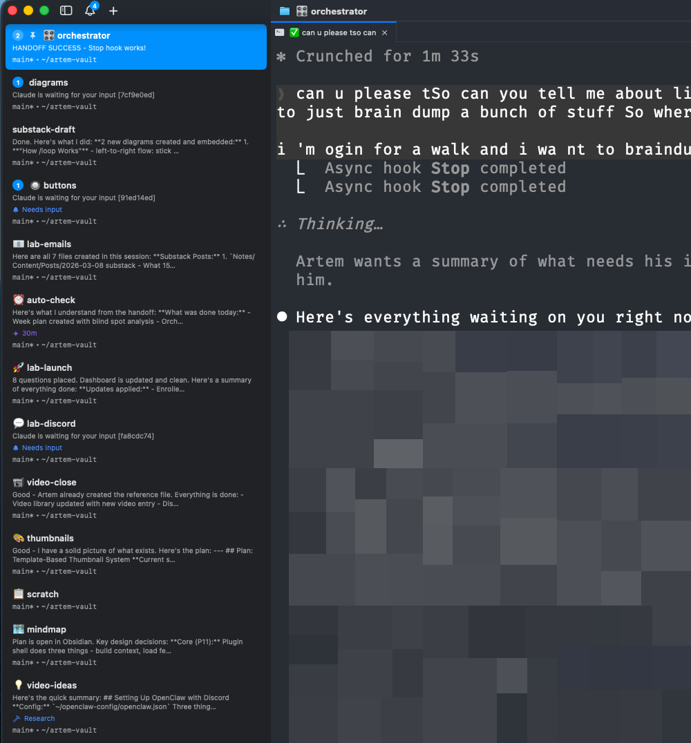cmux workspaces showing multiple Claude Code sessions