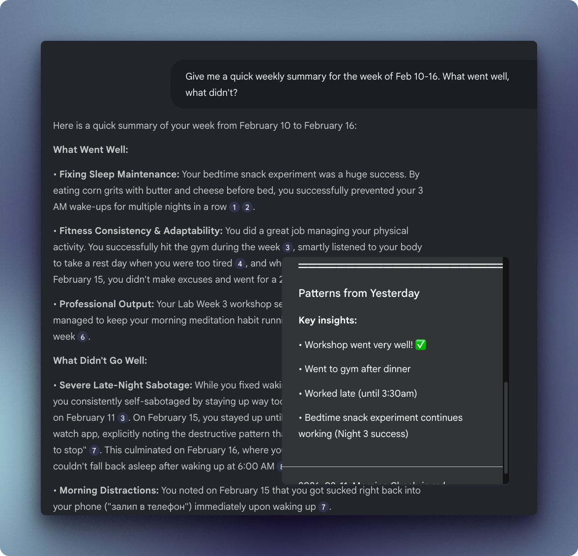 Chatting with 282 daily notes