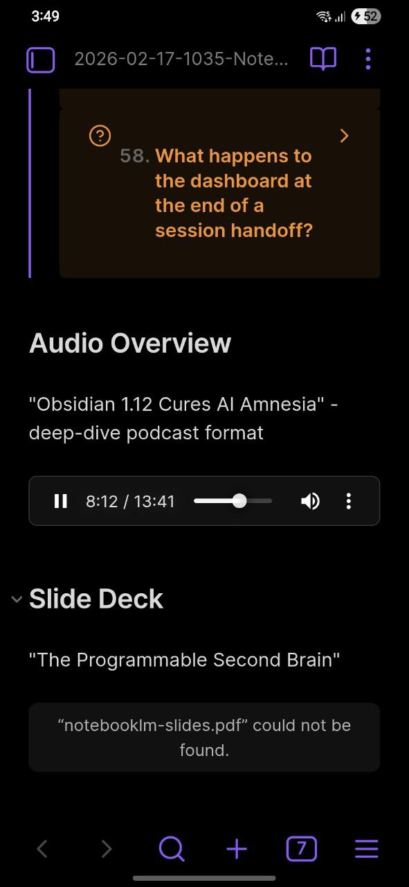 Obsidian Mobile playing audio