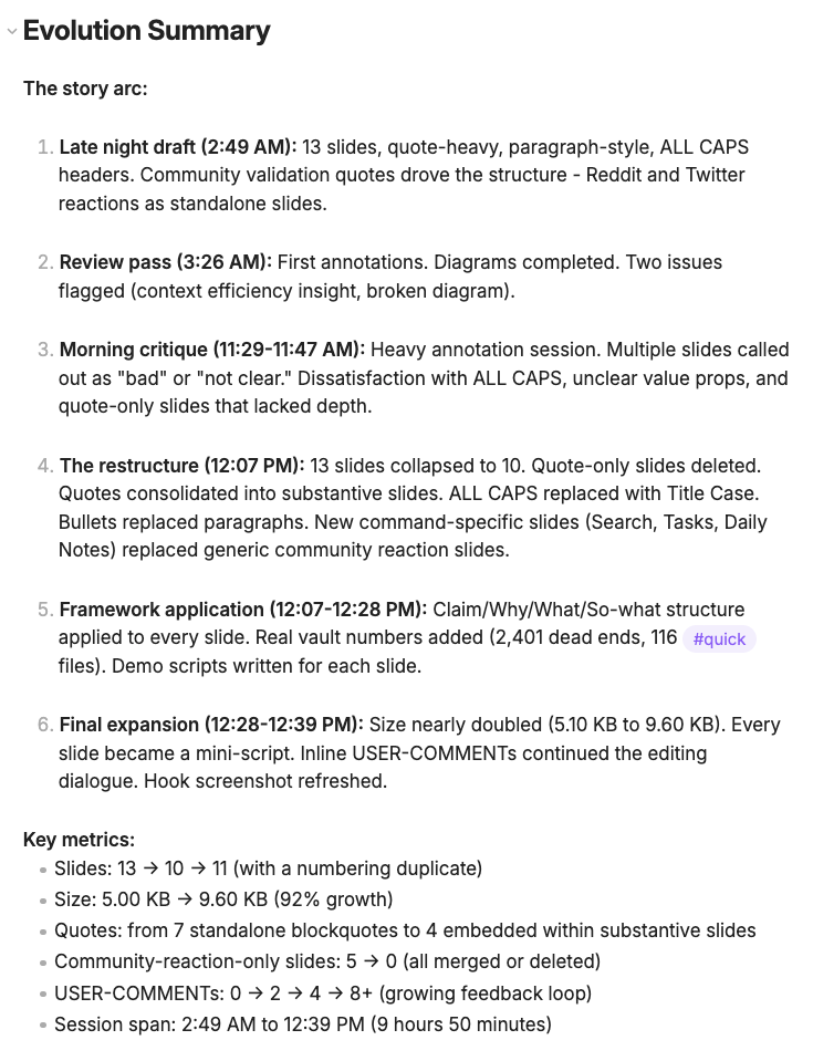 44 versions of my video slides reconstructed by an agent - from skeleton to final cut